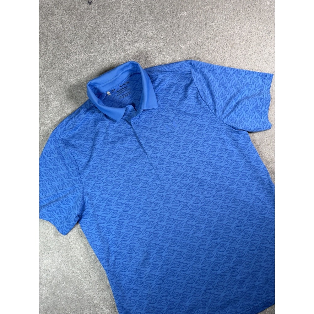 Under Armour Men's XL UA Playoff Polo Jacquard Print Royal Blue S/S Shirt Golf